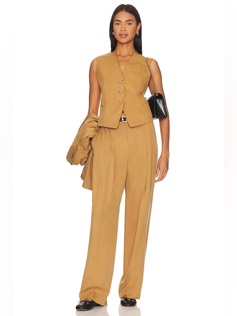 Vince Drop Waist Pleated Trouser in Amber Wave